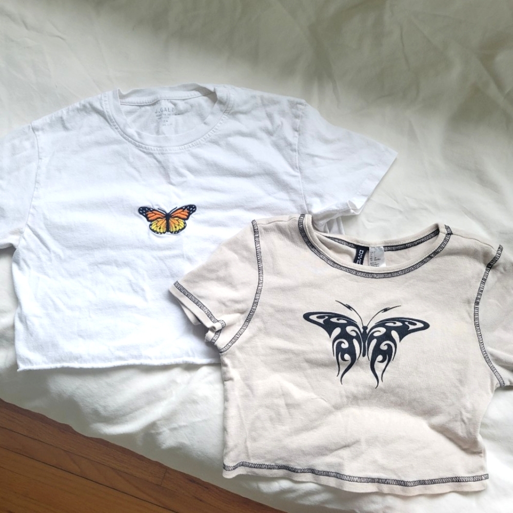 J Galt & Divided Butterfly Crop Top Bundle